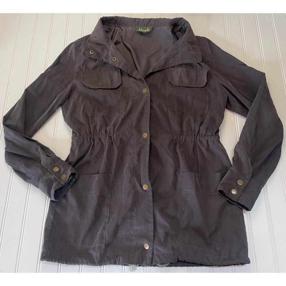 Maude Utility Cargo Military Jacket Drawstring Waist Snap Buttons‎ Womens Small